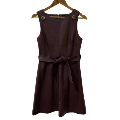 Review Size 8 Faux Leather Burgundy Mini Dress