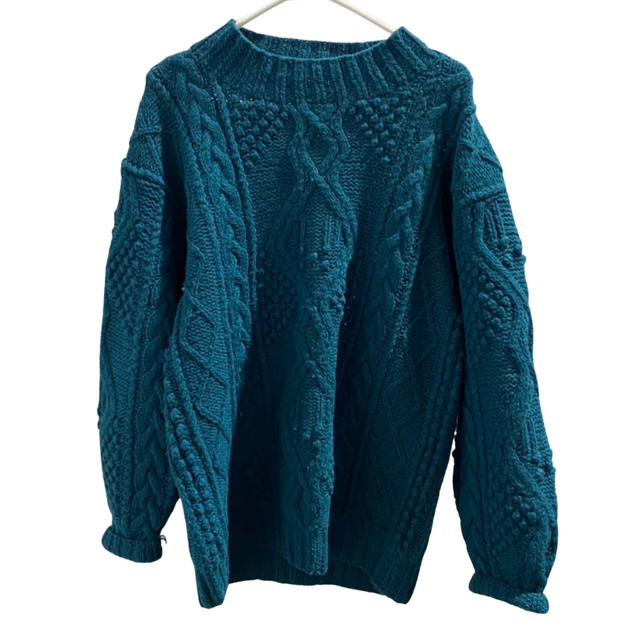 Vintage Raam Original Womens Size S Jumper Green Cable Knit 100 Wool