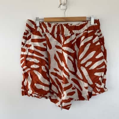 Gorman Orange Pattern Linen Shorts  Size 16 