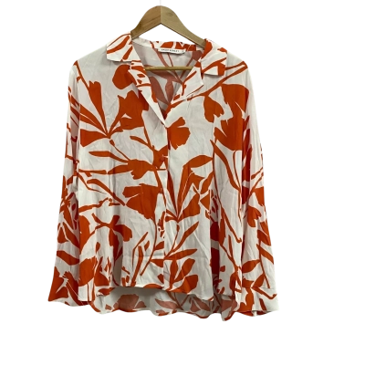Sportscraft Womens  Size 14 Ela Print Blouse White/Orange 