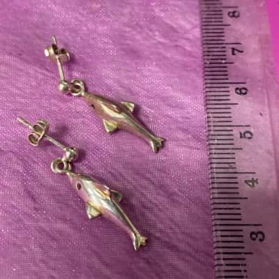 Sterling silver dolphin earrings 