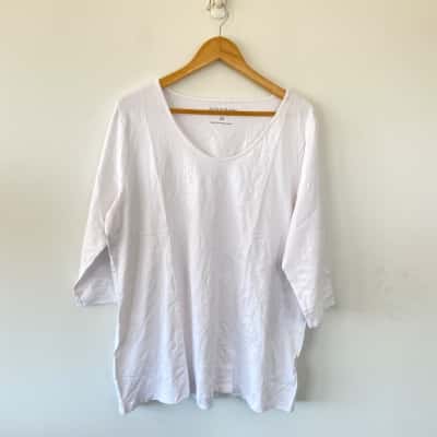 Autograph White Voop 3/4 Sleeve Season Essentials Top  Size 20 