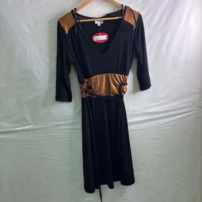 Leona Edmiston Womens  Size 3 Midi Dress Black  