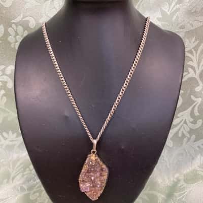  Womens Amethyst Necklace Purple / Silver 