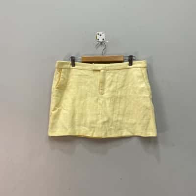 Perfect Stranger Womens  Linen Size 14 Mini Skort Yellow 