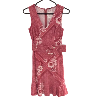 Toakito Womens  Size 6 Bodycon Dress / Sleeveless Dress  Pattern / Red / White 