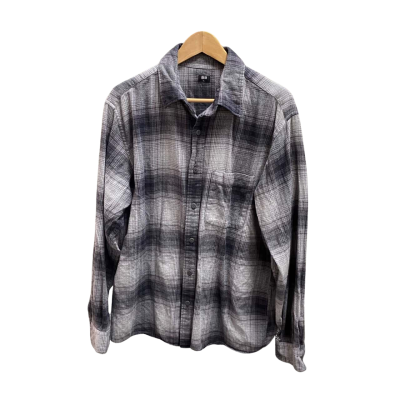 Uniqlo Mens  Size L Flannel Shirt Grey 