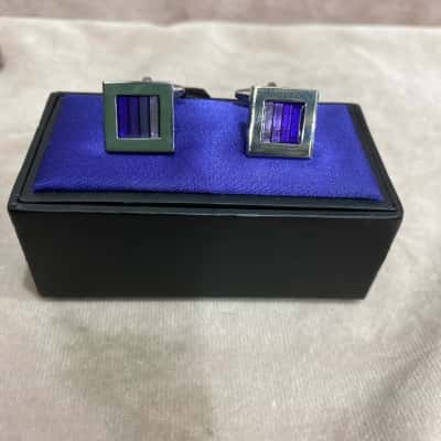 Mens Cufflinks with Three Toned Purple Inlay