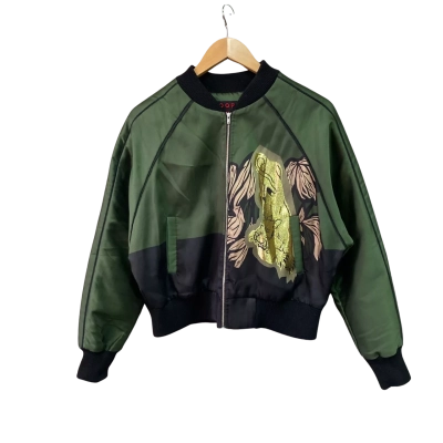 Cooper Womens  Size M Panther Bomber Jacket Gold / Green 