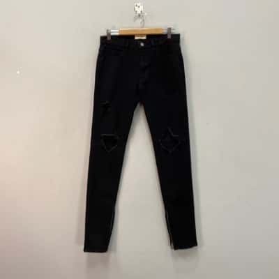 EN.ES Mens  Size 28 Ripped Skinny Jeans Black  