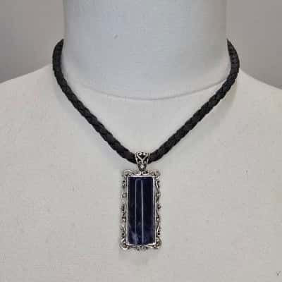 Vintage Avon Interchangeable Pendant Necklace – SP Silver Plate – 3 Inserts – 1990s