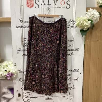 Sportscraft Brand! AS NEW! STUNNING FLOWY MAXI SKIRT!  Womens  Size 16 A-Line Skirt / Maxi Skirt Black  / Multicoloured / Pattern 