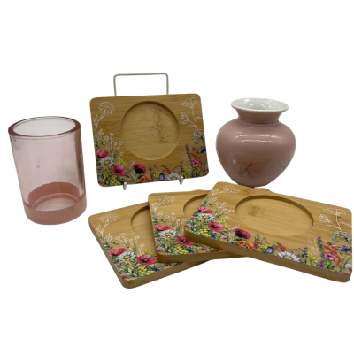 Pink Vase and Coaster Bundle