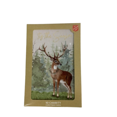 New The Salvation Army Charity Christmas Cards 10 Pack Tis The Season Reindeer Print  #2023-1-PP