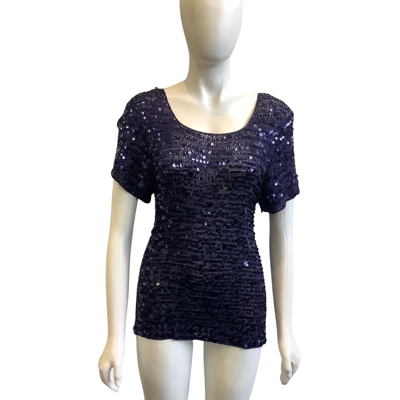 XL Short Sleeve Crochet Sequin 
