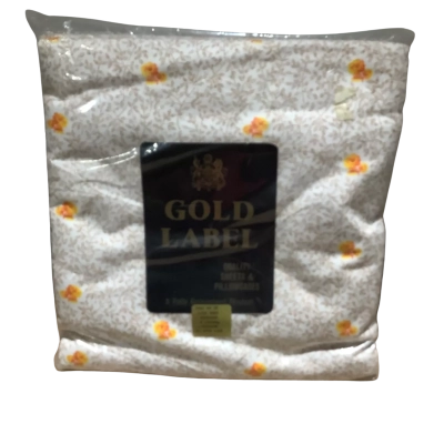 NWOT Gold Label Orange/Brown Floral Single Bed Sheet Set - 2 Flat Sheets 160x254cm 1 Pillow Case  (LM)