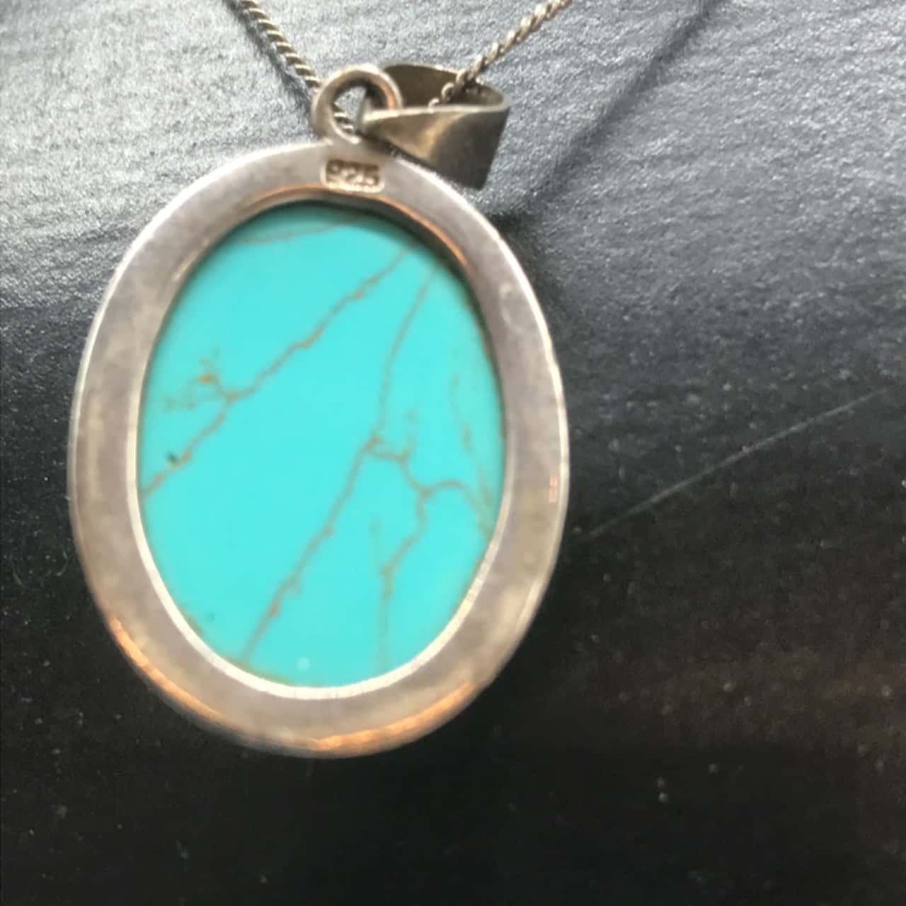 Womans Fine Sterling Silver 925 Chain and Heavy Silver & Turquoise