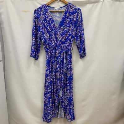 Made In Italy Women's Dress Size M Blue / Floral 