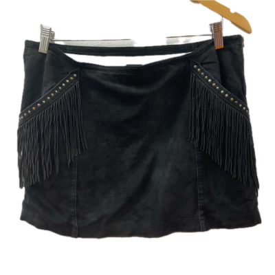 Swildens Womens Suede Skirt Size 0 Black with Tassels