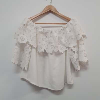 Seed Heritage Women's Size 12 Off-The-Shoulder Top White - New With Tags