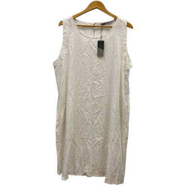 Katies Women's Size 16 Linen Blend Sleeveless Dress With Pockets White RRP$100