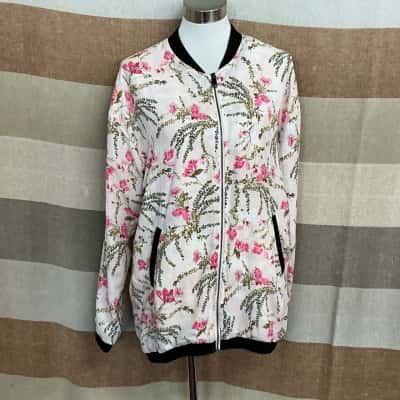  Womens  Size 12 Bomber Jacket Floral 