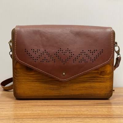  Narvan Wood & Leather Cross Body Bag 