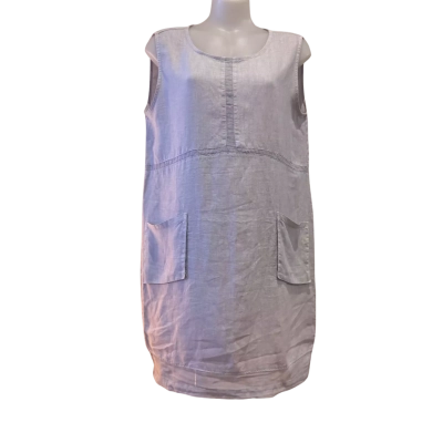 Harris Cotton Dress.  Soft Grey Sleeveless Shift Dress  Size L 