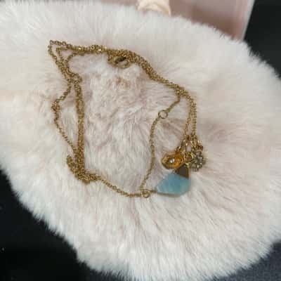  Womens custom chain, with 3 small charms  Gold- tone