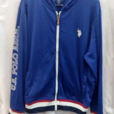 U.S. Polo Assn. Mens  Size L Front Zipper / Performance Jacket Blue / Red / White 