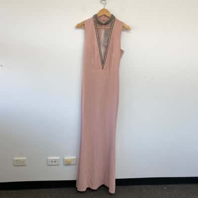 City Goddess Pink Embellished SLeeveless Evening Maxi Dress  Size 12 