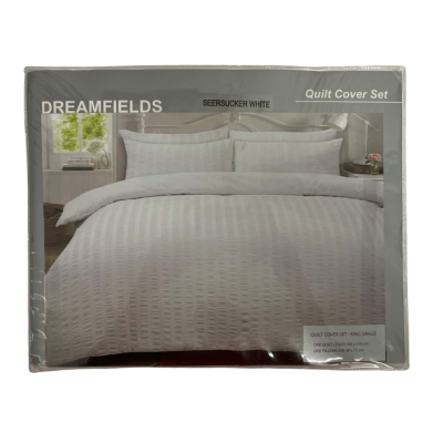 Seersucker White King Quilt Cover Set - Dreamfields