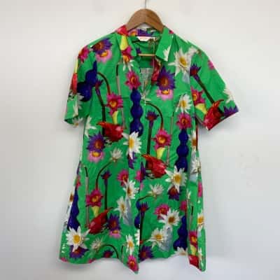 Gorman Green Floral Dragonfruit Shirt Dress  Size 8 