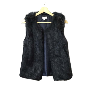 Kids Size 11-12 Navy Blue Pumpkin Patch Faux Fur Sleeveless Jacket