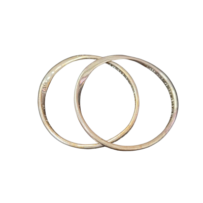  Womens Bangle x 2  Silver Tone with inscriptions
