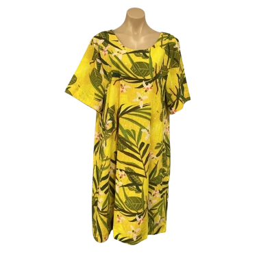 Adrift Womens Size 3XL Yellow / Green / Orange / Pink / Brown Pattern Short Sleeve Dress (new)