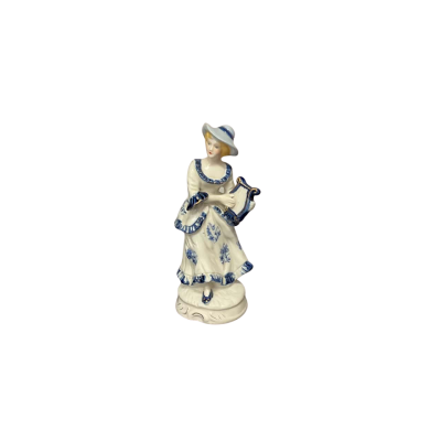 Vintage Ceramic Lyre Player Woman Statue