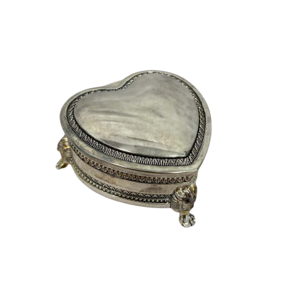 Heart Shaped Silver-Plated Jewellery Box 