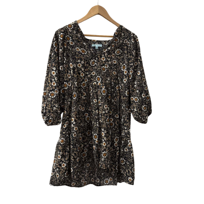 Mint Vanilla Brown Floral Shirt - Size 8