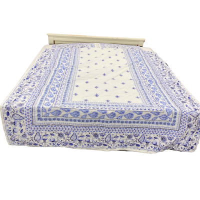 Double Bed Quilt Cover + 2 Pillowcases Belmondo Provincial White/Blue