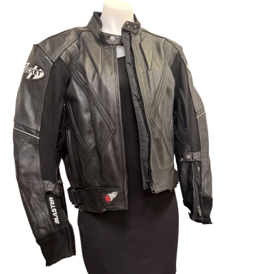 Joe Rocket Womens Size M Leather Racer Jacket Black  