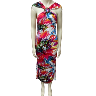 BNWT Lisa Barron Womens Size 14 Halter Neck Dress Multicoloured