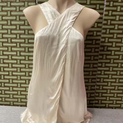 NWT SHONA JOY Women's 12 Crossover Halter Neck Top Cream La Lune Ladies Summer Party 