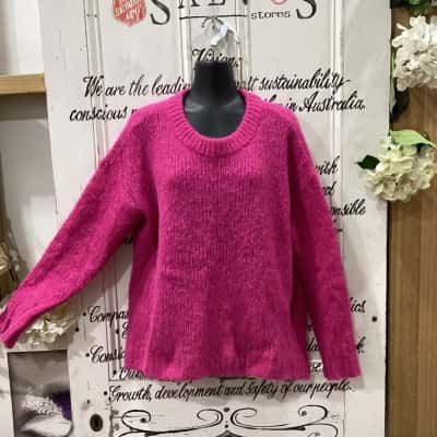 Sass & Bide Brand! NWOT 86% ALPACA WOOL CREWNECK OVERSIZED JUMPER! Size M Crew Neck Jumper / Jumper Pink  