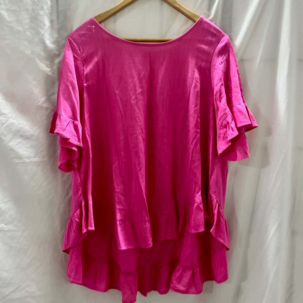 Linen Lux Linen Hot Pink Shirt Size Smore like 16