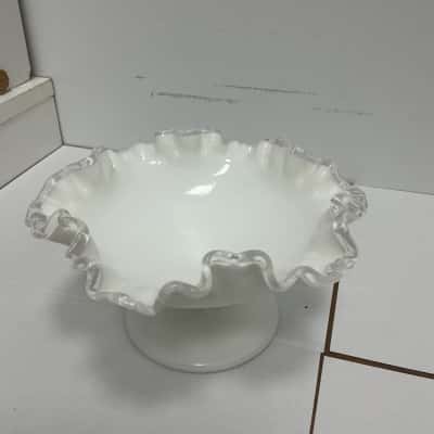 Vintage Fenton Milk Glass Compote Bowl