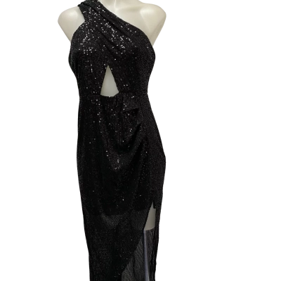 Saints + Secrets Greta Sequin Womens  Size 14 Midi Dress Black  