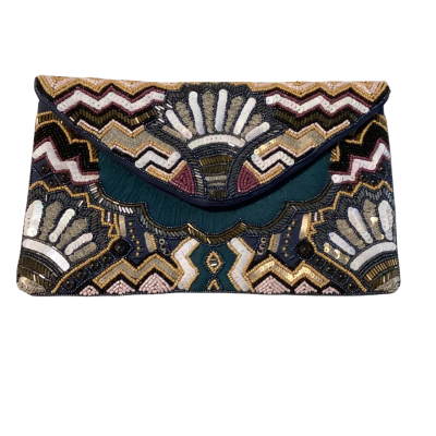 Amber rose textured jewelled clutch Beige / Blue / Gold / Maroon / Teal / White 