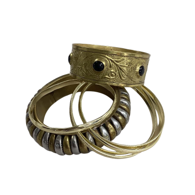 Gold-Tone Costume Bangle Set - Mixed Styles (3pcs)