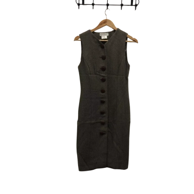 Vintage Jaeger Womens  Size UK 8 Midi Dress Beige Uk Made *see pics for exact sizing*
